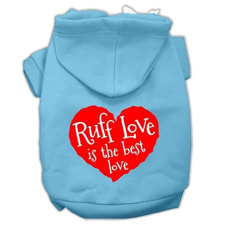 Ruff Love Screen Print Pet Hoodies Baby Blue Size Med (12)