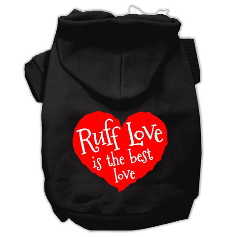 Ruff Love Screen Print Pet Hoodies Black Size Sm (10)