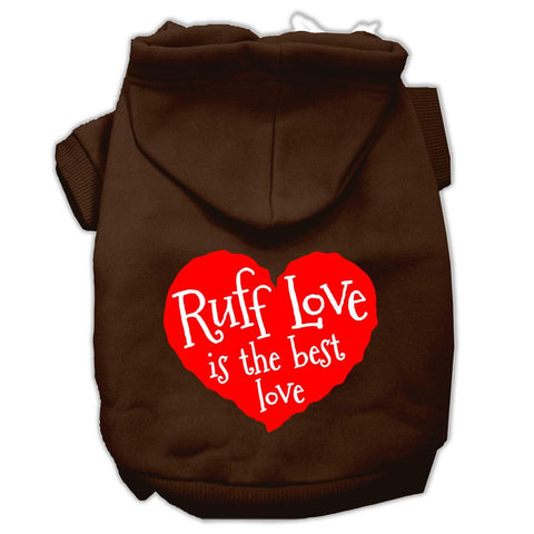 Ruff Love Screen Print Pet Hoodies Brown Size XL (16)