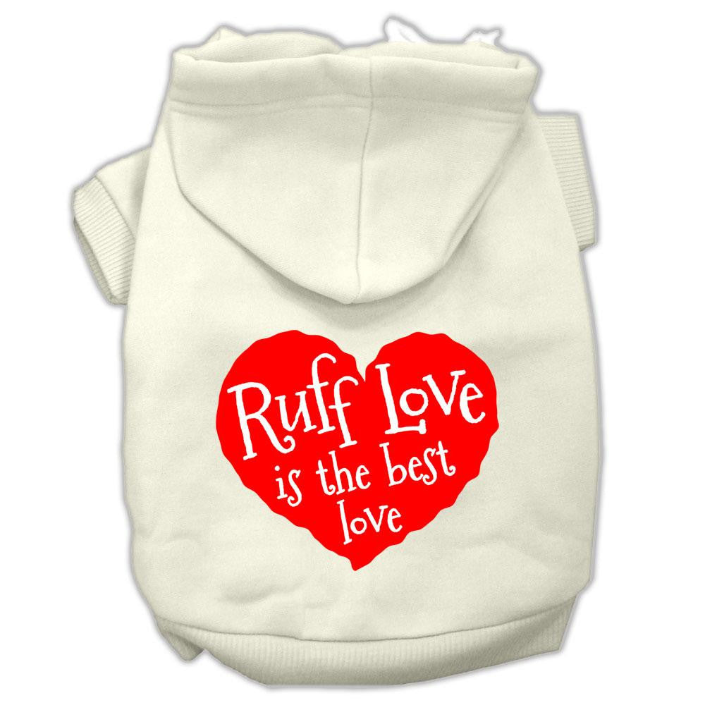 Ruff Love Screen Print Pet Hoodies Cream Size XL (16)