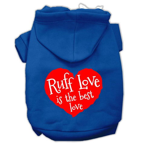 Ruff Love Screen Print Pet Hoodies Blue Size XS (8)