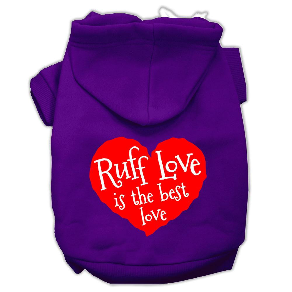 Ruff Love Screen Print Pet Hoodies Purple Size XS (8)