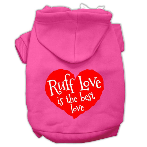 Ruff Love Screen Print Pet Hoodies Bright Pink Size XXL (18)