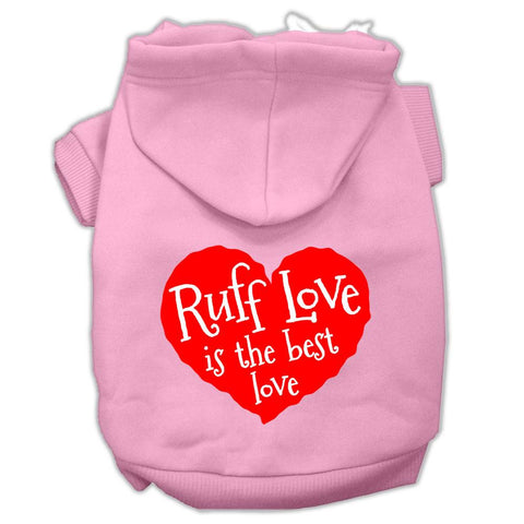 Ruff Love Screen Print Pet Hoodies Light Pink Size XXL (18)