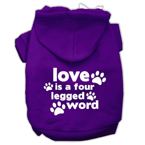 Love is a Four Leg Word Screen Print Pet Hoodies Purple Size Lg (14)