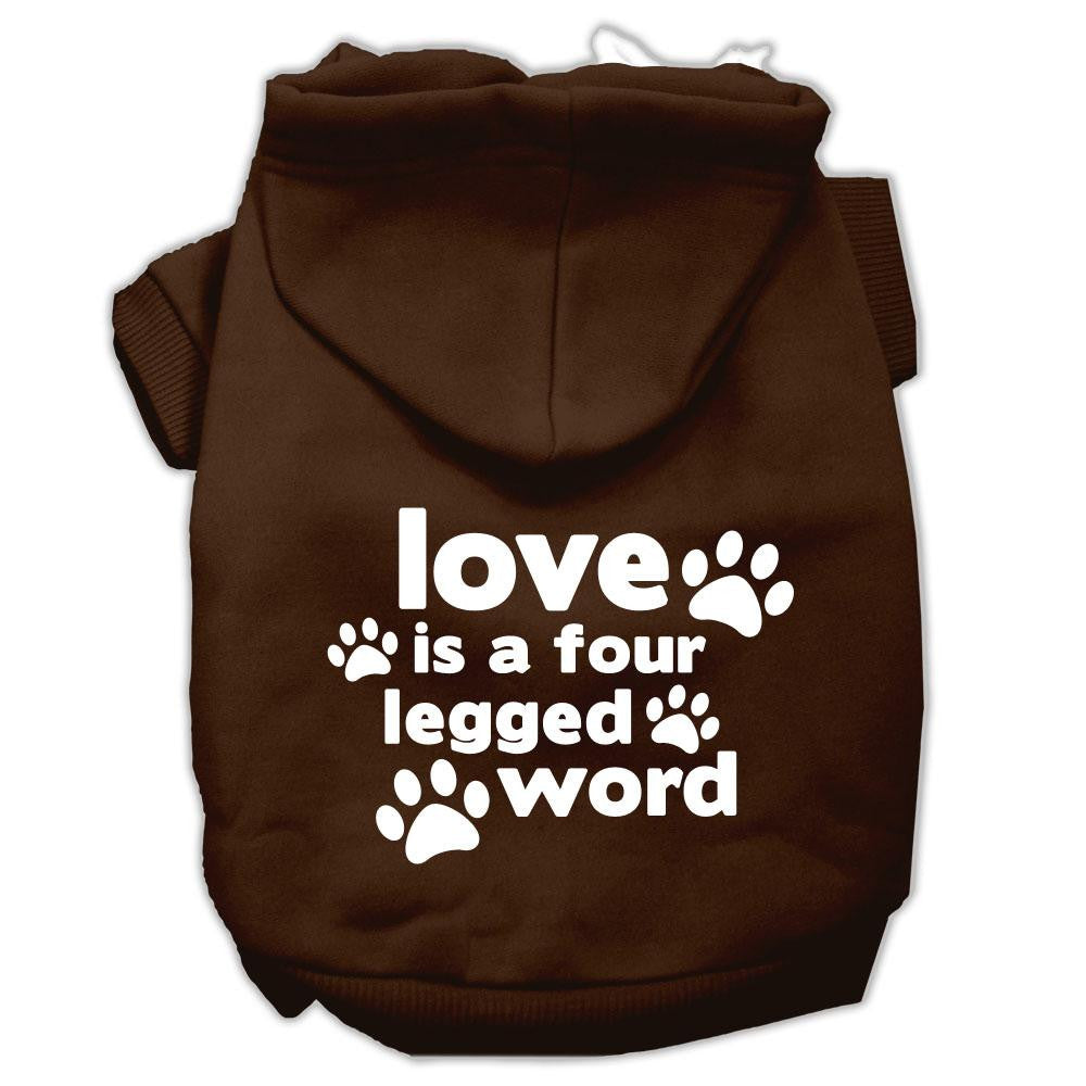 Love is a Four Leg Word Screen Print Pet Hoodies Brown Size Sm (10)