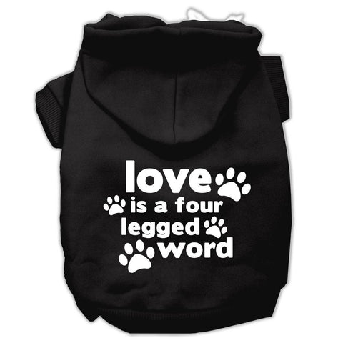 Love is a Four Leg Word Screen Print Pet Hoodies Black Size XL (16)