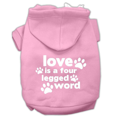 Love is a Four Leg Word Screen Print Pet Hoodies Light Pink Size XL (16)