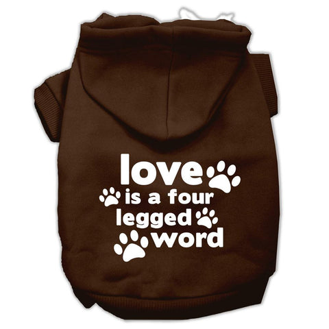 Love is a Four Leg Word Screen Print Pet Hoodies Brown Size XS (8)