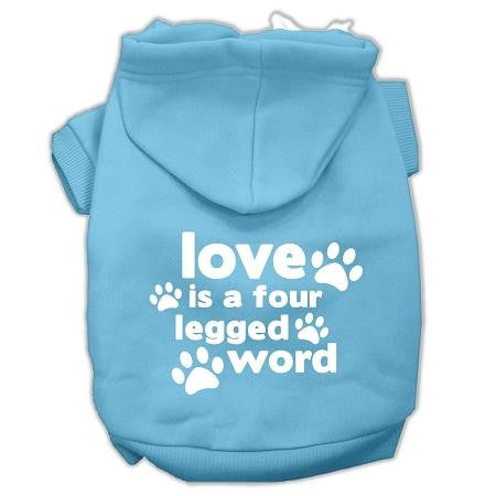 Love is a Four Leg Word Screen Print Pet Hoodies Baby Blue Size XXL (18)