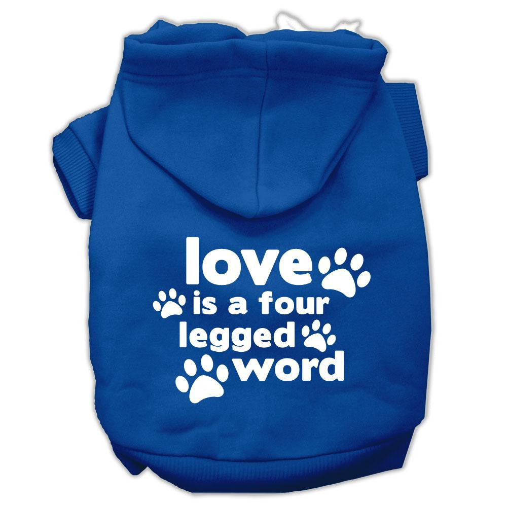 Love is a Four Leg Word Screen Print Pet Hoodies Blue Size XXL (18)