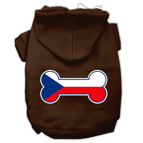 Bone Shaped Czech Republic Flag Screen Print Pet Hoodies Brown Size L (14)