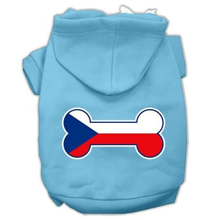 Bone Shaped Czech Republic Flag Screen Print Pet Hoodies Baby Blue M (12)