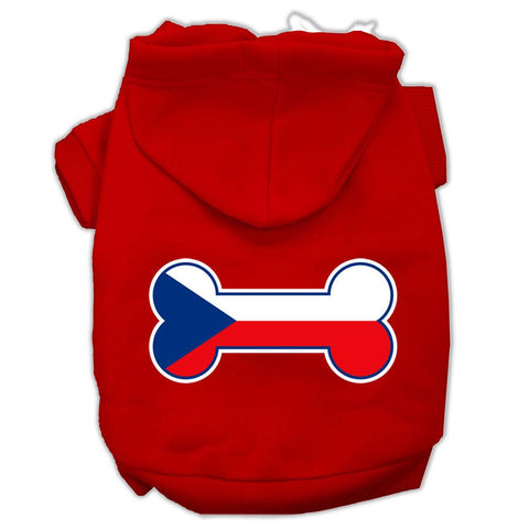 Bone Shaped Czech Republic Flag Screen Print Pet Hoodies Red M (12)