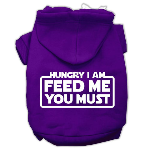 Hungry I am Screen Print Pet Hoodies Purple Size XS (8)