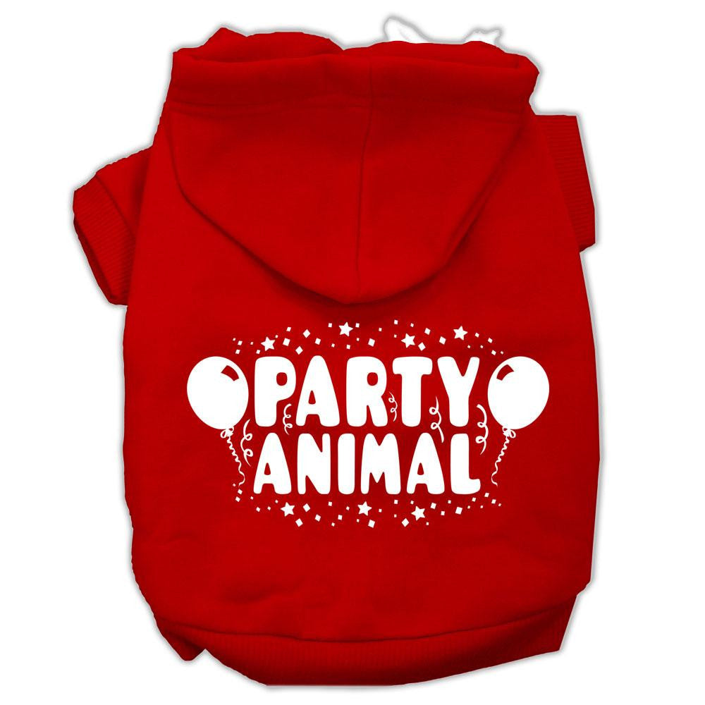 Party Animal Screen Print Pet Hoodies Red Size Lg (14)