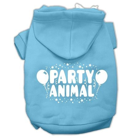 Party Animal Screen Print Pet Hoodies Baby Blue Size Med (12)