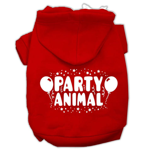 Party Animal Screen Print Pet Hoodies Red Size Med (12)