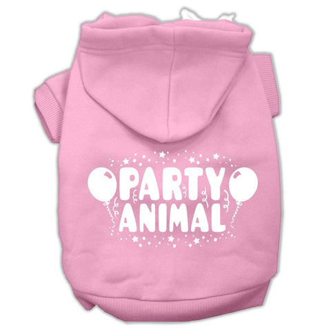 Party Animal Screen Print Pet Hoodies Light Pink Size XL (16)