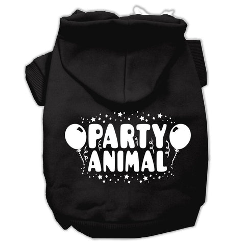 Party Animal Screen Print Pet Hoodies Black Size XS (8)