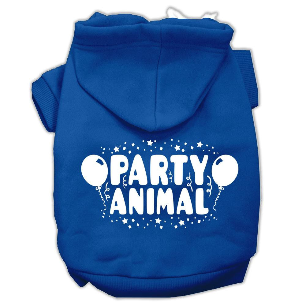 Party Animal Screen Print Pet Hoodies Blue Size XS (8)