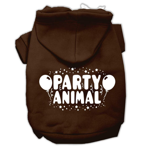 Party Animal Screen Print Pet Hoodies Brown Size XS (8)