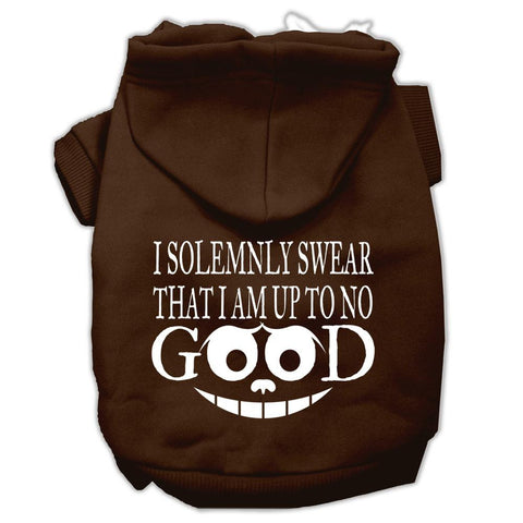 Up to No Good Screen Print Pet Hoodies Brown Size Med (12)