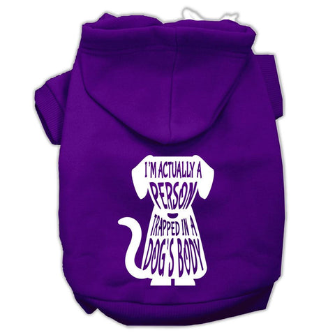 Trapped Screen Print Pet Hoodies Purple Size Lg (14)