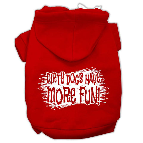 Dirty Dogs Screen Print Pet Hoodies Red Size Lg (14)