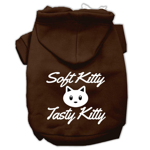 Softy Kitty, Tasty Kitty Screen Print Dog Pet Hoodies Brown Size Med (12)