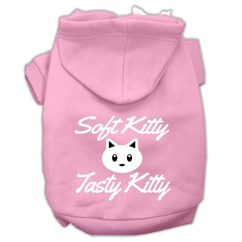 Softy Kitty, Tasty Kitty Screen Print Dog Pet Hoodies Light Pink Size XL (16)