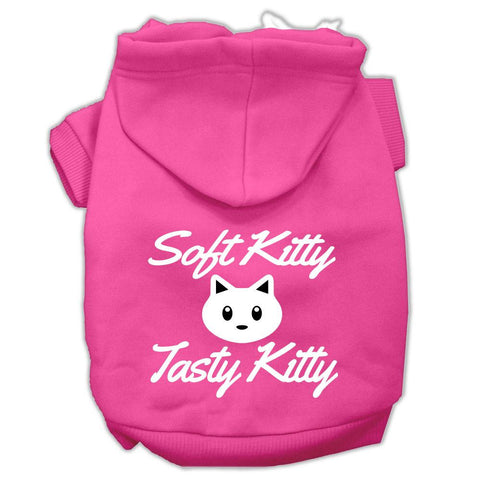 Softy Kitty, Tasty Kitty Screen Print Dog Pet Hoodies Bright Pink Size XS (8)