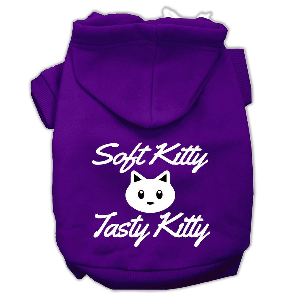 Softy Kitty, Tasty Kitty Screen Print Dog Pet Hoodies Purple Size XS (8)