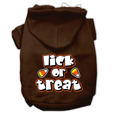 Lick Or Treat Screen Print Pet Hoodies Brown Size Lg (14)