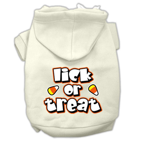 Lick Or Treat Screen Print Pet Hoodies Cream Size XS (8)