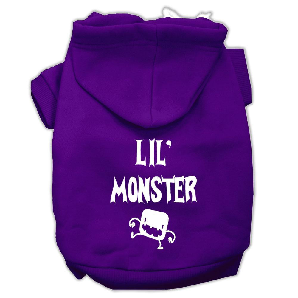 Lil Monster Screen Print Pet Hoodies Purple Size Lg (14)