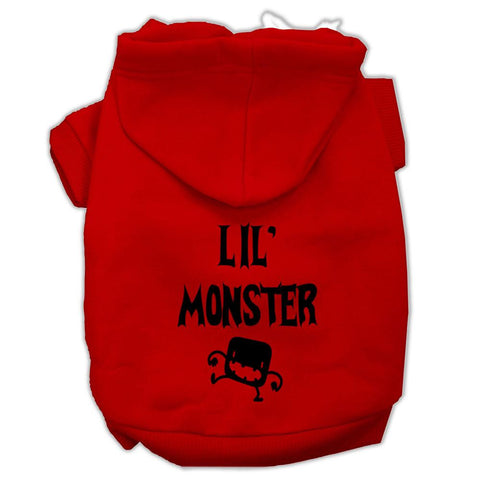 Lil Monster Screen Print Pet Hoodies Red Size Lg (14)