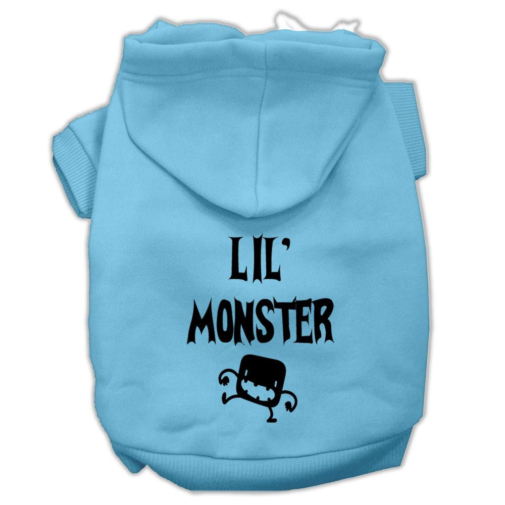 Lil Monster Screen Print Pet Hoodies Baby Blue Size Med (12)