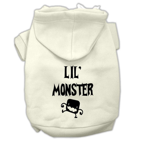 Lil Monster Screen Print Pet Hoodies Cream Size XL (16)