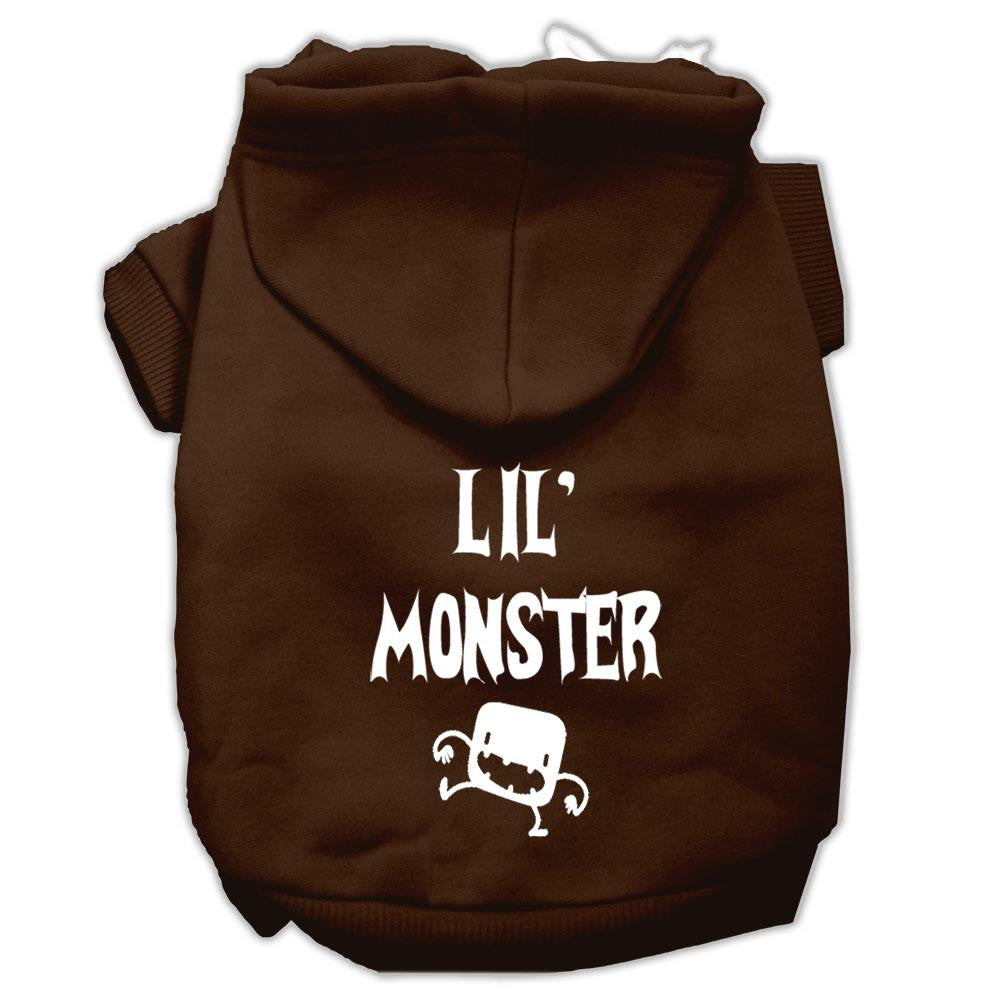 Lil Monster Screen Print Pet Hoodies Brown Size XS (8)