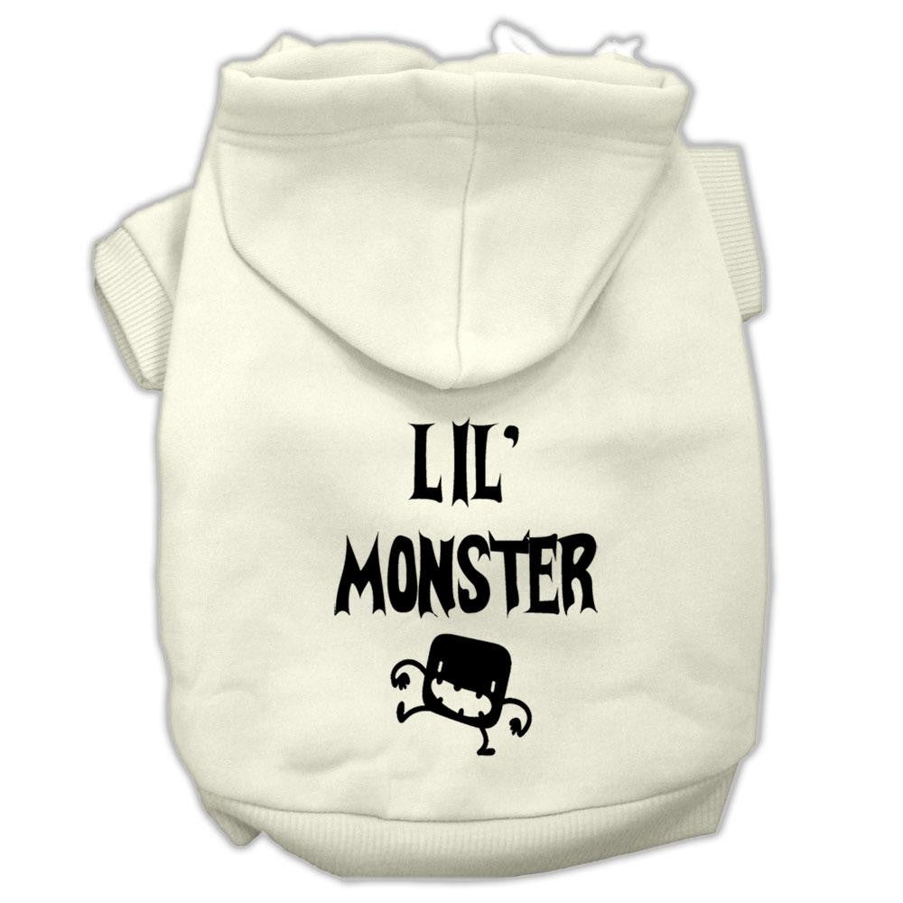 Lil Monster Screen Print Pet Hoodies Cream Size XS (8)