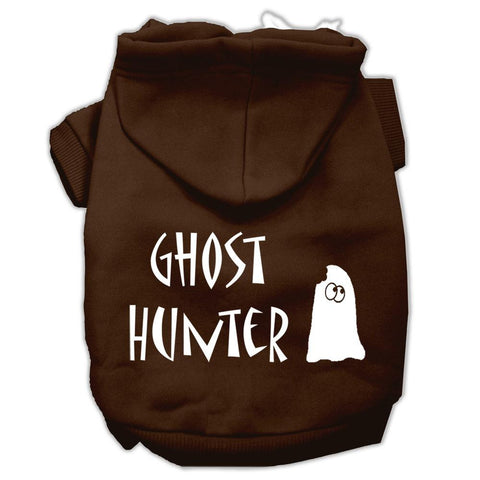 Ghost Hunter Screen Print Pet Hoodies Brown with Cream Lettering Lg (14)