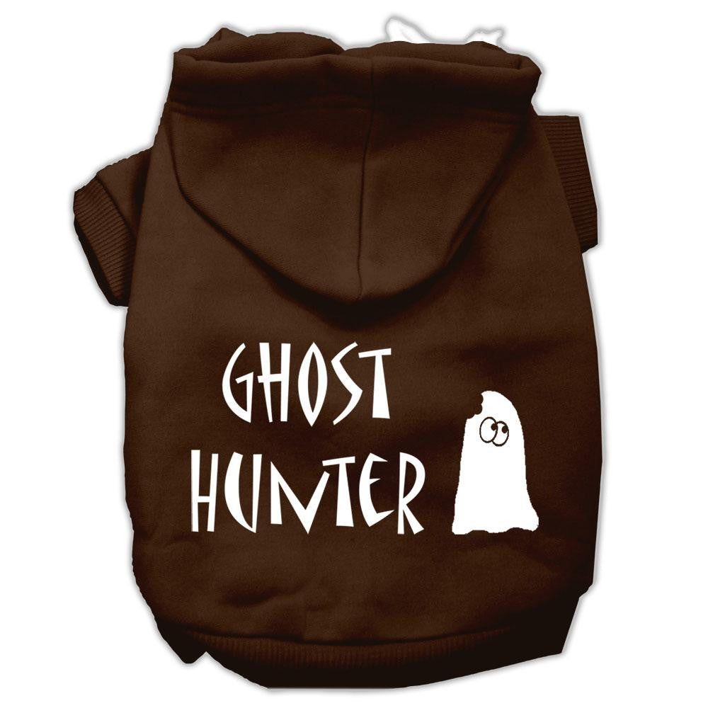 Ghost Hunter Screen Print Pet Hoodies Brown with Cream Lettering Sm (10)