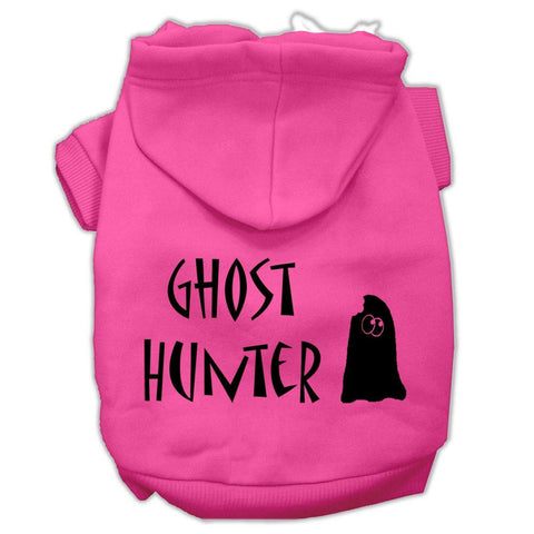 Ghost Hunter Screen Print Pet Hoodies Bright Pink with Black Lettering XS (8)