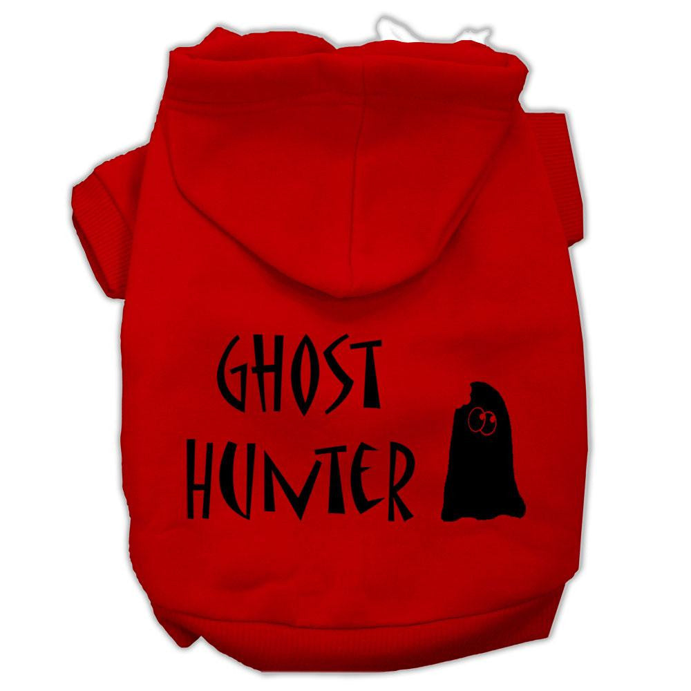 Ghost Hunter Screen Print Pet Hoodies Red with Black Lettering XS (8)