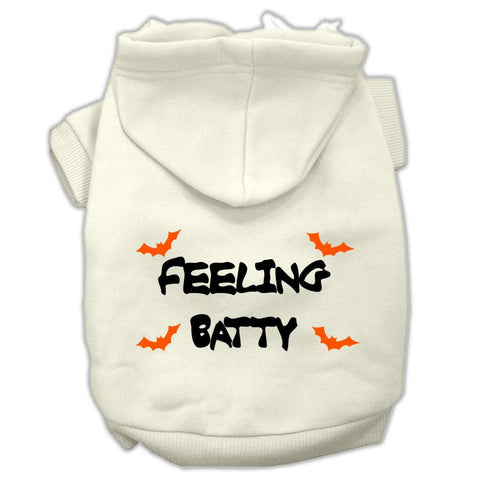 Feeling Batty Screen Print Pet Hoodies Cream Size XS (8)