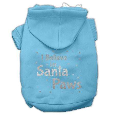 Screenprint Santa Paws Pet Hoodies Baby Blue Size XL (16)