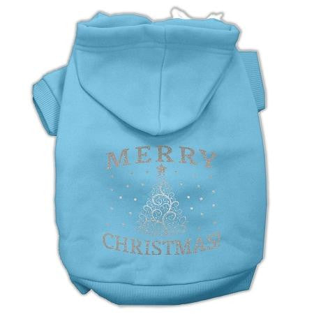 Shimmer Christmas Tree Pet Hoodies Baby Blue Size Med (12)