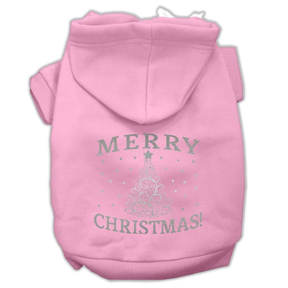 Shimmer Christmas Tree Pet Hoodies Light Pink Size XL (16)