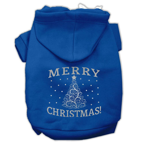 Shimmer Christmas Tree Pet Hoodies Blue Size XS (8)